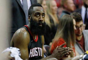 哈登2級腿筋拉傷 至少缺席兩周時間