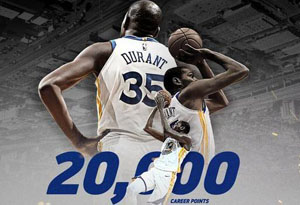 杜蘭特成歷史第二年輕20000分先生 杜蘭特生涯得